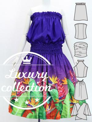 Hula Blouse & Pa'u Set-Up with Red Ginger & Strelitzia Print / Luxury Collection / J3087-8