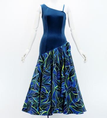 Hula One Shoulder Dress with Ti Leaf/ Luxury Collection / Blue / J3088bl