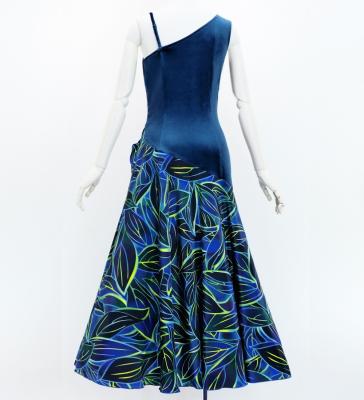 Hula One Shoulder Dress with Ti Leaf/ Luxury Collection / Blue / J3088bl