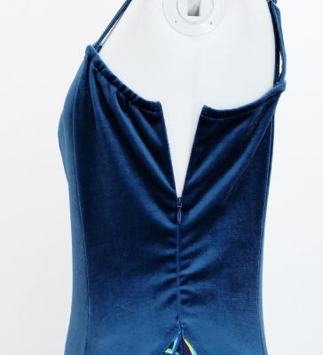 Hula One Shoulder Dress with Ti Leaf/ Luxury Collection / Blue / J3088bl