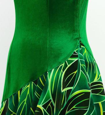 Hula One Shoulder Dress with Ti Leaf/ Luxury Collection / Dark Green / J3088dgr
