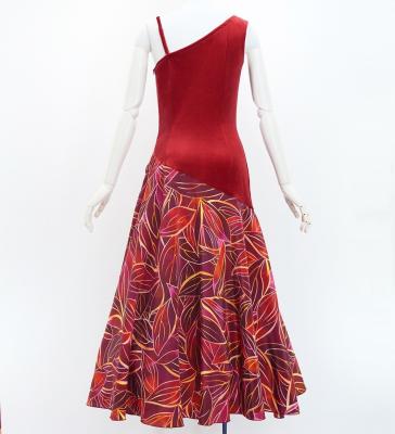 Hula One Shoulder Dress with Ti Leaf/ Luxury Collection / Dark Red / J3088drd