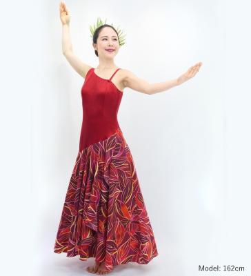 Hula One Shoulder Dress with Ti Leaf/ Luxury Collection / Dark Red / J3088drd