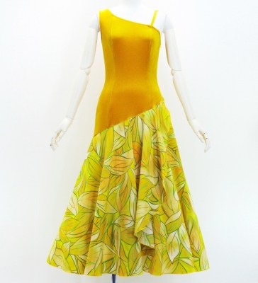 Hula One Shoulder Dress with Ti Leaf/ Luxury Collection / Lemon Yellow / J3088lm