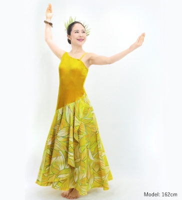 Hula One Shoulder Dress with Ti Leaf/ Luxury Collection / Lemon Yellow / J3088lm