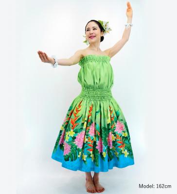 Hula Blouse & Pa'u Set-Up with Torch Ginger & Heliconia Print / Luxury Collection / J3089-3