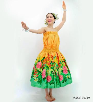 Hula Blouse & Pa'u Set-Up with Torch Ginger & Heliconia Print / Luxury Collection /J3089-4