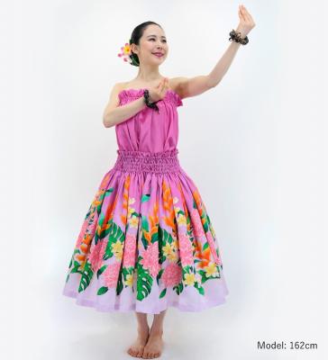 Hula Blouse & Pa'u Set-Up with Torch Ginger & Heliconia Print / Luxury Collection / J3089-5