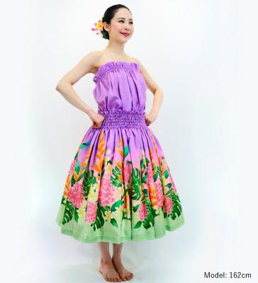 Hula Blouse & Pa'u Set-Up with Torch Ginger & Heliconia Print / Luxury Collection / J3089-7