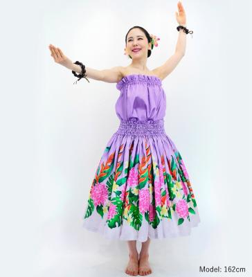 Hula Blouse & Pa'u Set-Up with Torch Ginger & Heliconia Print / Luxury Collection / J3089-8
