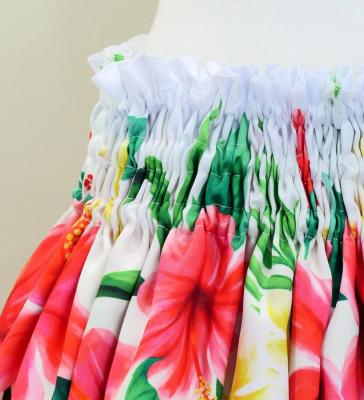Hula Shantung Tube Top & Pa'u Set-Up with Hibiscus & Plumeria Print / Luxury Collection / J3090be