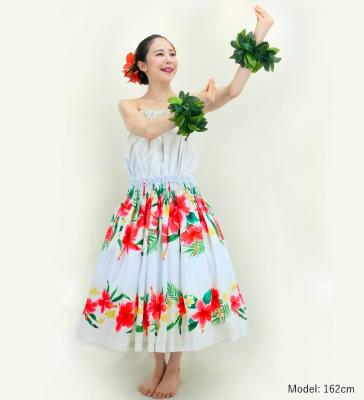 Hula Shantung Tube Top & Pa'u Set-Up with Hibiscus & Plumeria Print / Luxury Collection / J3090be