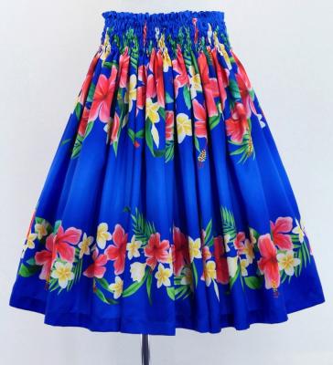 Hula Shantung Tube Top & Pa'u Set-Up with Hibiscus & Plumeria Print / Luxury Collection / J3090bl