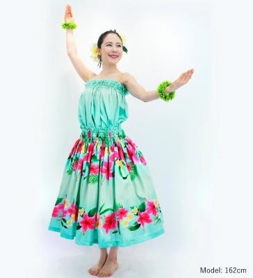 Hula Shantung Tube Top & Pa'u Set-Up with Hibiscus & Plumeria Print / Luxury Collection / J3090lbl