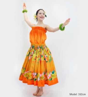 Hula Shantung Tube Top & Pa'u Set-Up with Hibiscus & Plumeria Print / Luxury Collection / J3090or