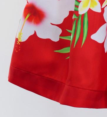 Hula Shantung Tube Top & Pa'u Set-Up with Hibiscus & Plumeria Print / Luxury Collection / J3090rd