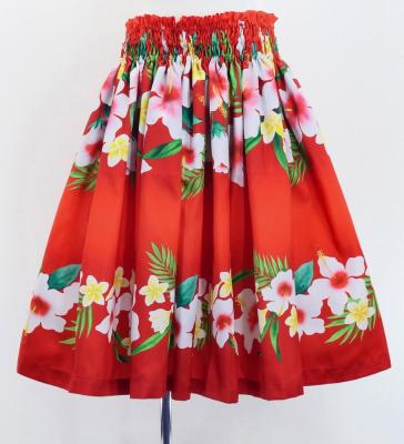 Hula Shantung Tube Top & Pa'u Set-Up with Hibiscus & Plumeria Print / Luxury Collection / J3090rd