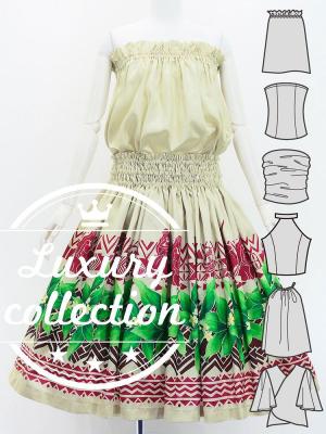 Hula Blouse & Pa'u Set-Up with Hula girl Print / Luxury Collection / J3091be