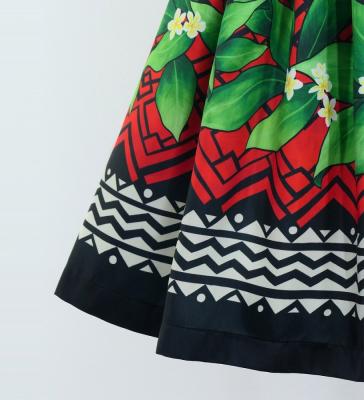 Hula Blouse & Pa'u Set-Up with Hula girl Print / Luxury Collection / J3091bk