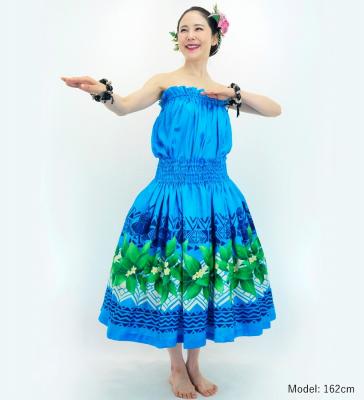 Hula Blouse & Pa'u Set-Up with Hula girl Print / Luxury Collection / J3091lbl