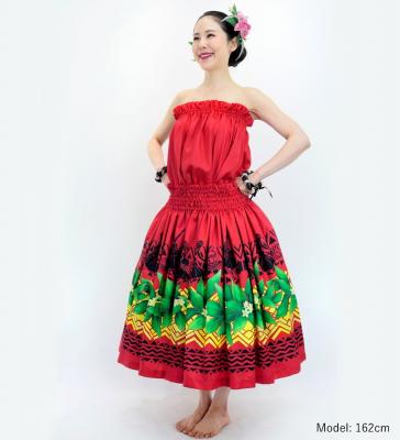 Hula Blouse & Pa'u Set-Up with Hula girl Print / Luxury Collection / J3091rd