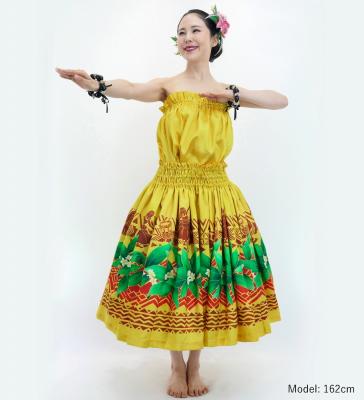 Hula Blouse & Pa'u Set-Up with Hula girl Print / Luxury Collection / J3091ye