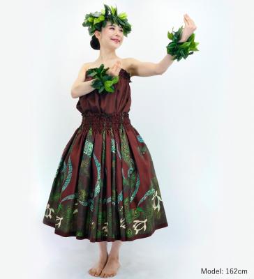 Hula Blouse & Pa'u Set-Up with Kahiko & Honu Print / Luxury Collection / J3092br