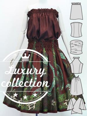 Hula Blouse & Pa'u Set-Up with Kahiko & Honu Print / Luxury Collection / J3092br