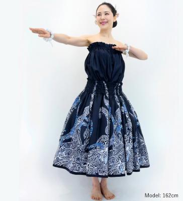 Hula Blouse & Pa'u Set-Up with Kahiko & Honu Print / Luxury Collection / J3092nv