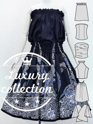 Hula Blouse & Pa'u Set-Up with Kahiko & Honu Print / Luxury Collection / J3092nv