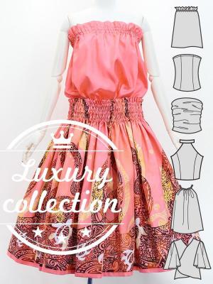 Hula Blouse & Pa'u Set-Up with Kahiko & Honu Print / Luxury Collection / J3092pi