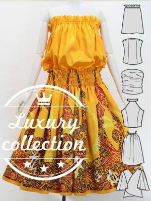 Hula Blouse & Pa'u Set-Up with Kahiko & Honu Print / Luxury Collection / J3092ye