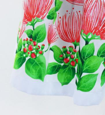 Hula Blouse & Pa'u Set-Up with Lehua Print / Luxury Collection / J3093bk