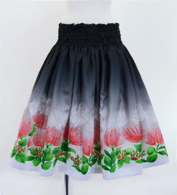 Hula Blouse & Pa'u Set-Up with Lehua Print / Luxury Collection / J3093bk