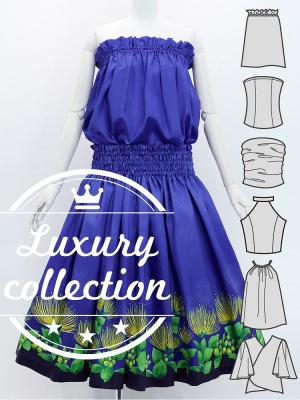 Hula Blouse & Pa'u Set-Up with Lehua Print / Luxury Collection / J3093nv
