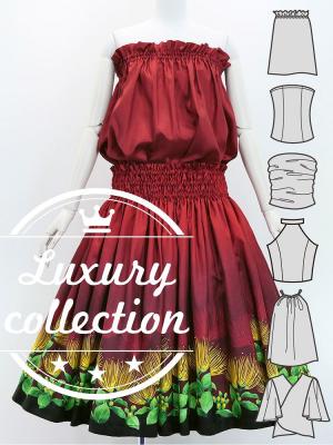 Hula Blouse & Pa'u Set-Up with Lehua Print / Luxury Collection / J3093rd