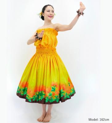 Hula Blouse & Pa'u Set-Up with Lehua Print / Luxury Collection / J3093ye