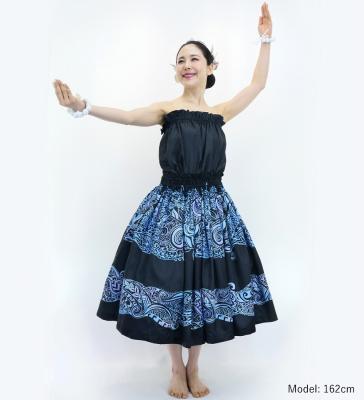 Hula Blouse & Pa'u Set-Up with Kahiko Print / Luxury Collection / J3094bk
