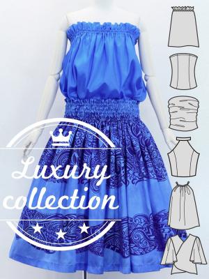 Hula Blouse & Pa'u Set-Up with Kahiko Print / Luxury Collection / J3094bl