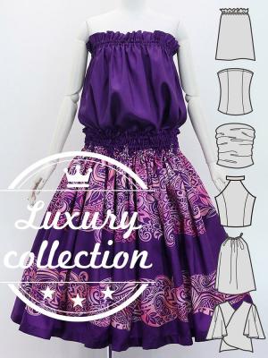 Hula Blouse & Pa'u Set-Up with Kahiko Print / Luxury Collection / J3094pu