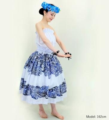 Hula Blouse & Pa'u Set-Up with Kahiko Print / Luxury Collection / J3094whbl