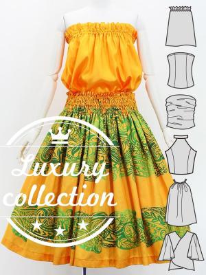 Hula Blouse & Pa'u Set-Up with Kahiko Print / Luxury Collection / J3094ye