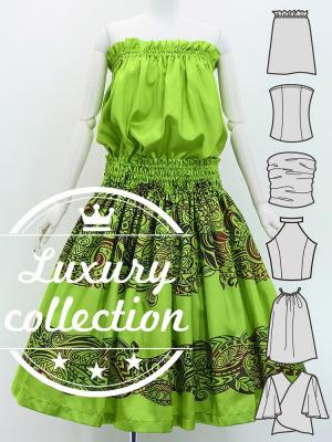 Hula Blouse & Pa'u Set-Up with Kahiko Print / Luxury Collection / J3094yegr
