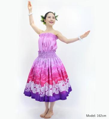 Hula Blouse & Pa'u Set-Up with Lokelani Print / Luxury Collection / J3095-1