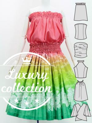 Hula Blouse & Pa'u Set-Up with Lokelani Print / Luxury Collection / J3095-3