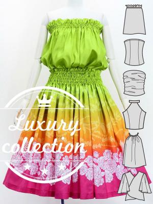Hula Blouse & Pa'u Set-Up with Lokelani Print / Luxury Collection /J3095-4