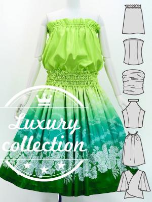 Hula Blouse & Pa'u Set-Up with Lokelani Print / Luxury Collection / J3095-5