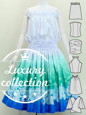 Hula Blouse & Pa'u Set-Up with Lokelani Print / Luxury Collection / J3095-6