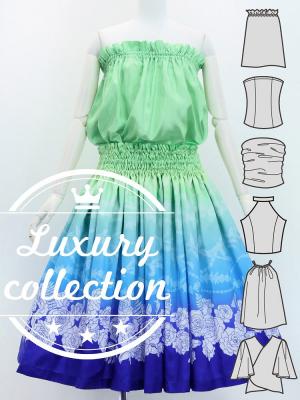 Hula Blouse & Pa'u Set-Up with Lokelani Print / Luxury Collection / J3095-7