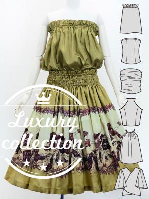 Hula Blouse & Pa'u Set-Up with Red Ginger & Strelitzia Print / Luxury Collection / J3096be